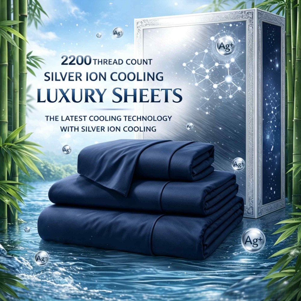 Fitted Sheet Deep - 4-Piece Queen Luxury Cooling Bed Sheet