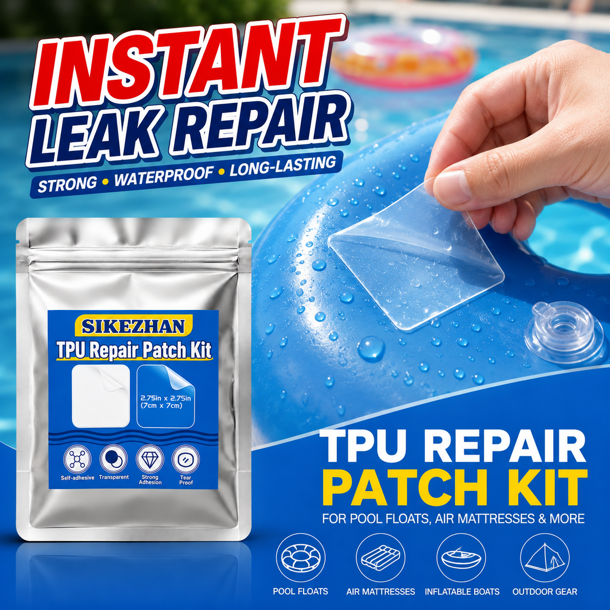 Fitted Sheet Deep - Premium TPU Repair Patch Kit, Waterproof