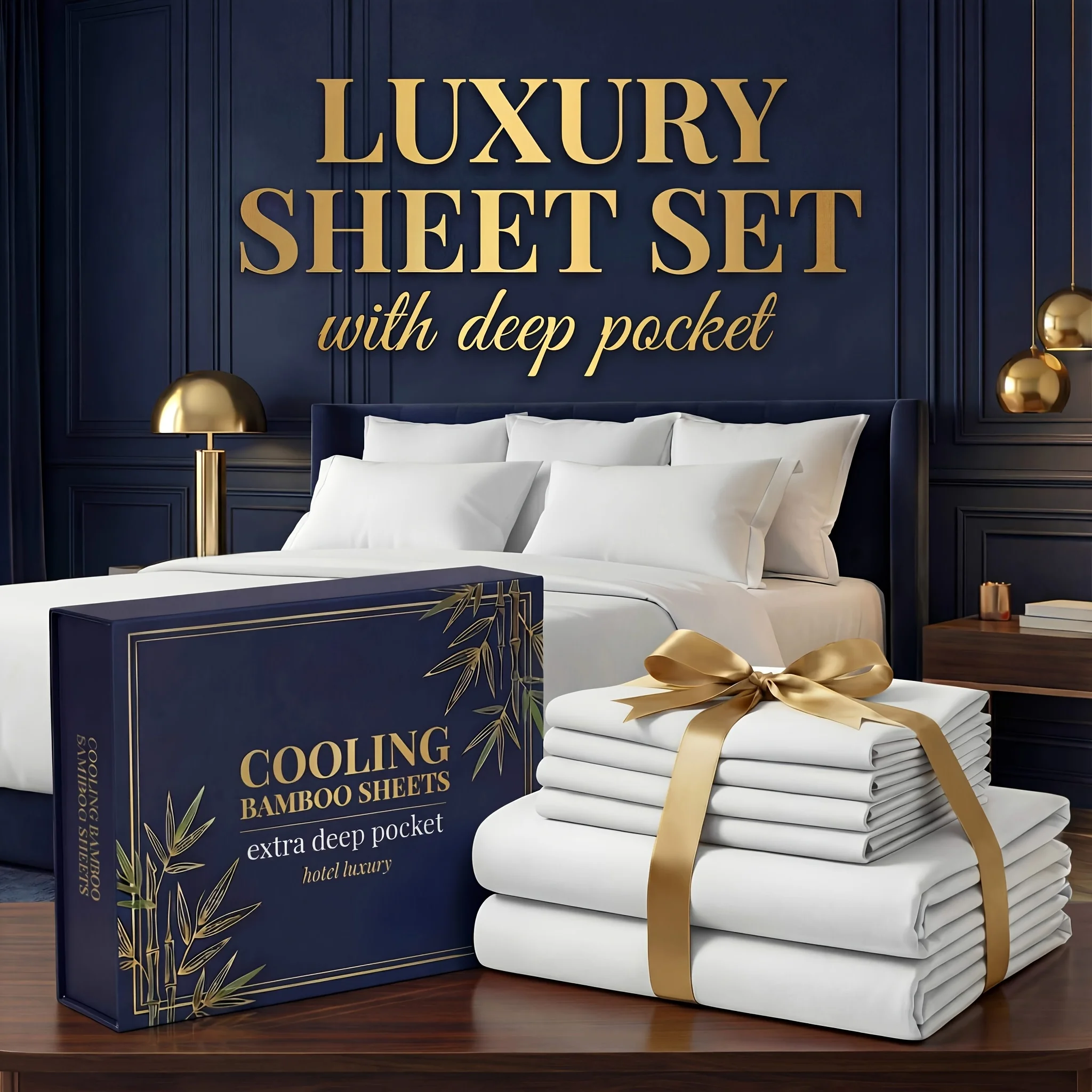 Fitted Sheet Deep - 3pcs/ 4pcs Bamboo Cooling Bed Sheet