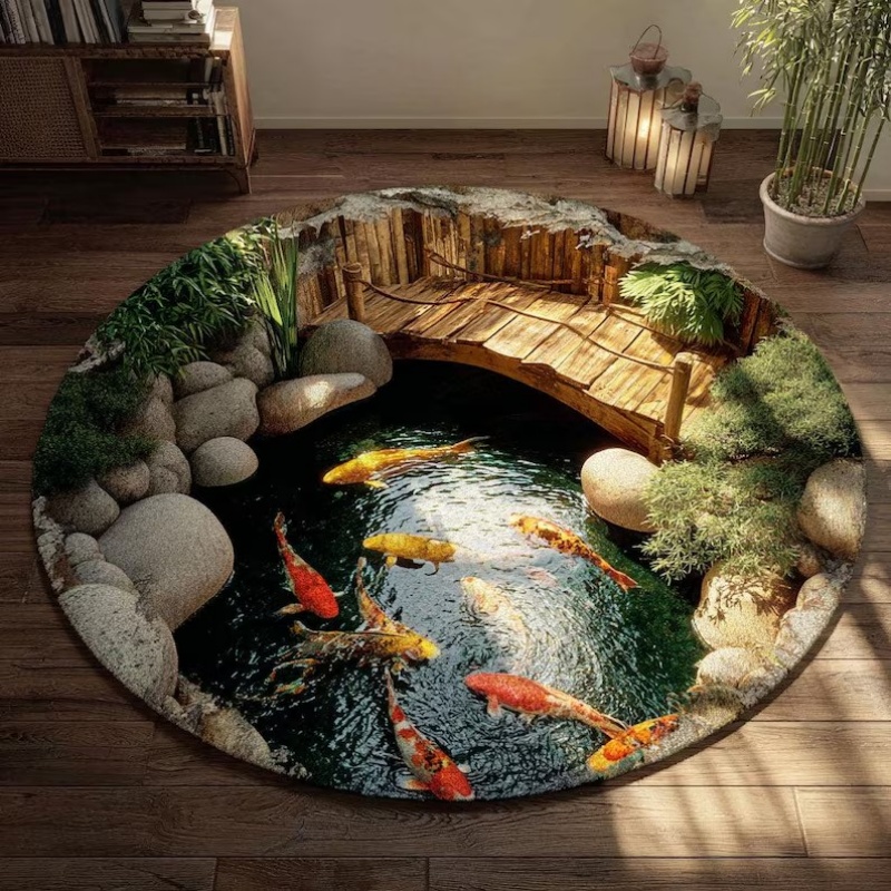 2D Cave Koi Pond Circular Prin - Home Textiles Plaid recension och pris