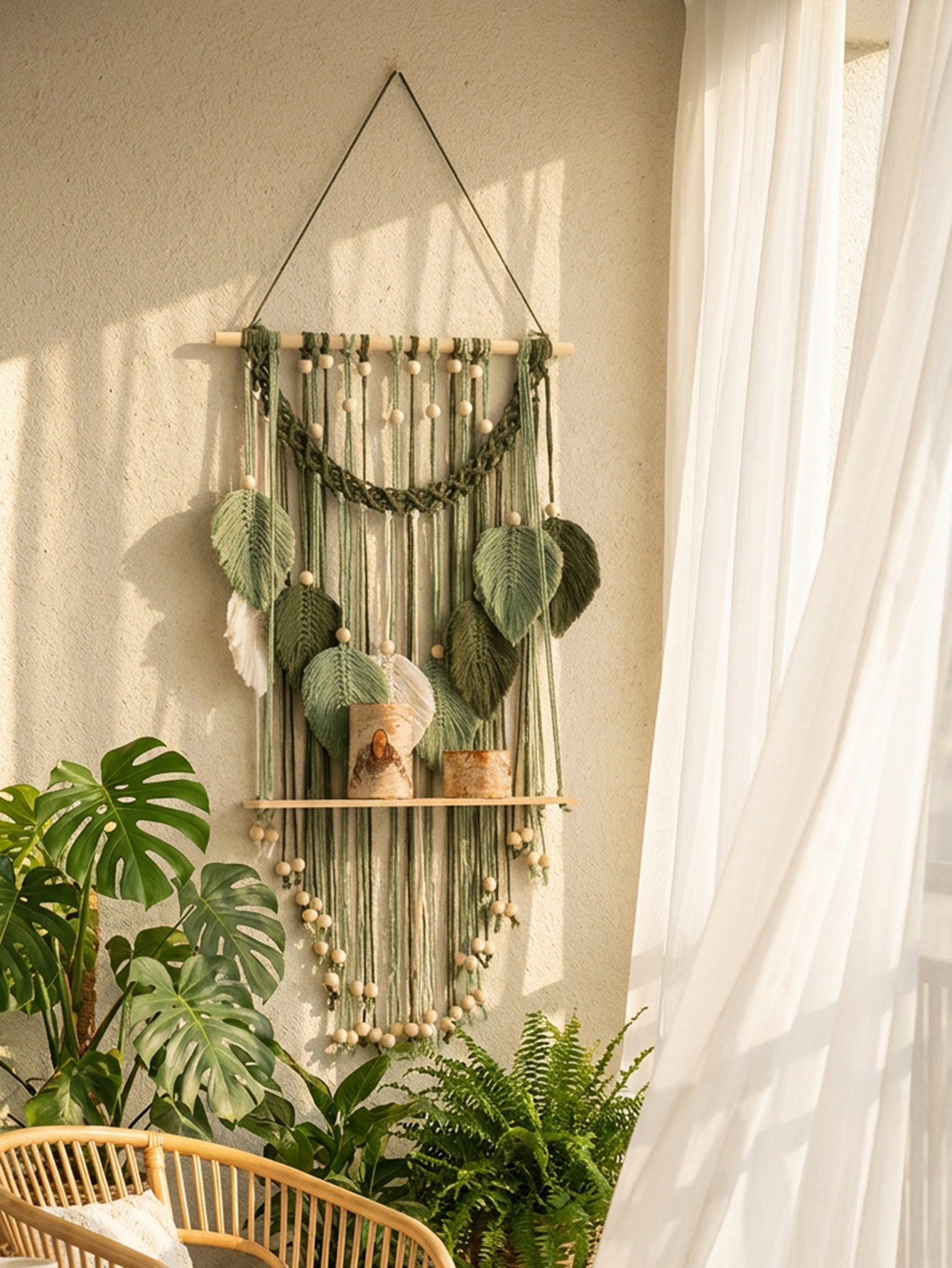 Boho Macrame Wall Hanging Shel - Home Art Textiles recension och pris