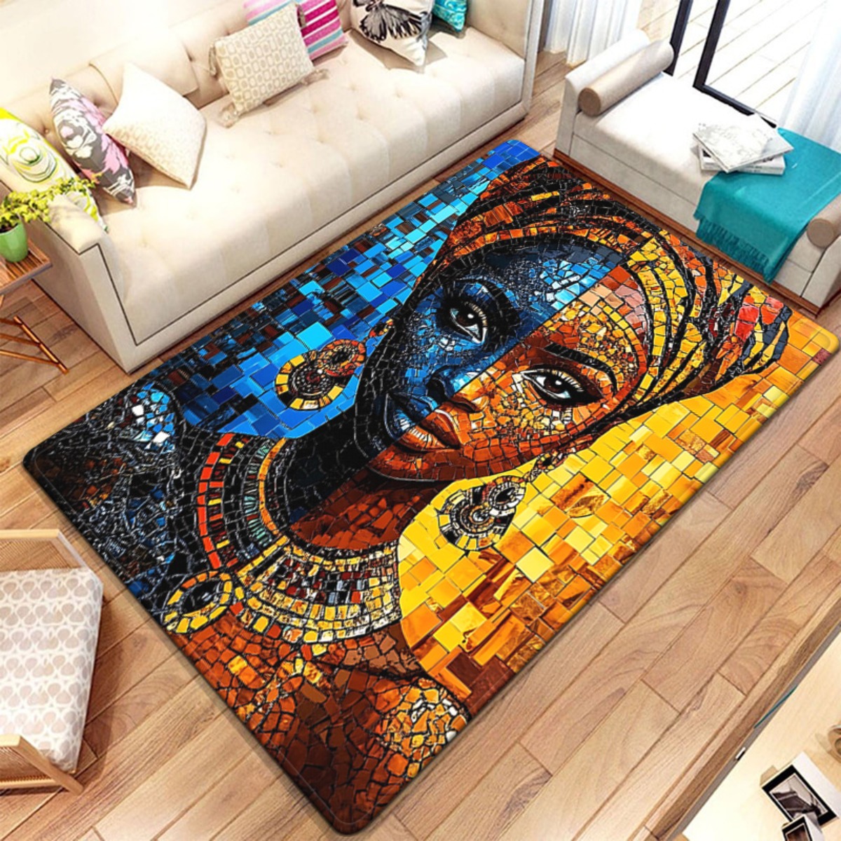 African mosaic woman art rug e - Home Art Textiles recension och pris