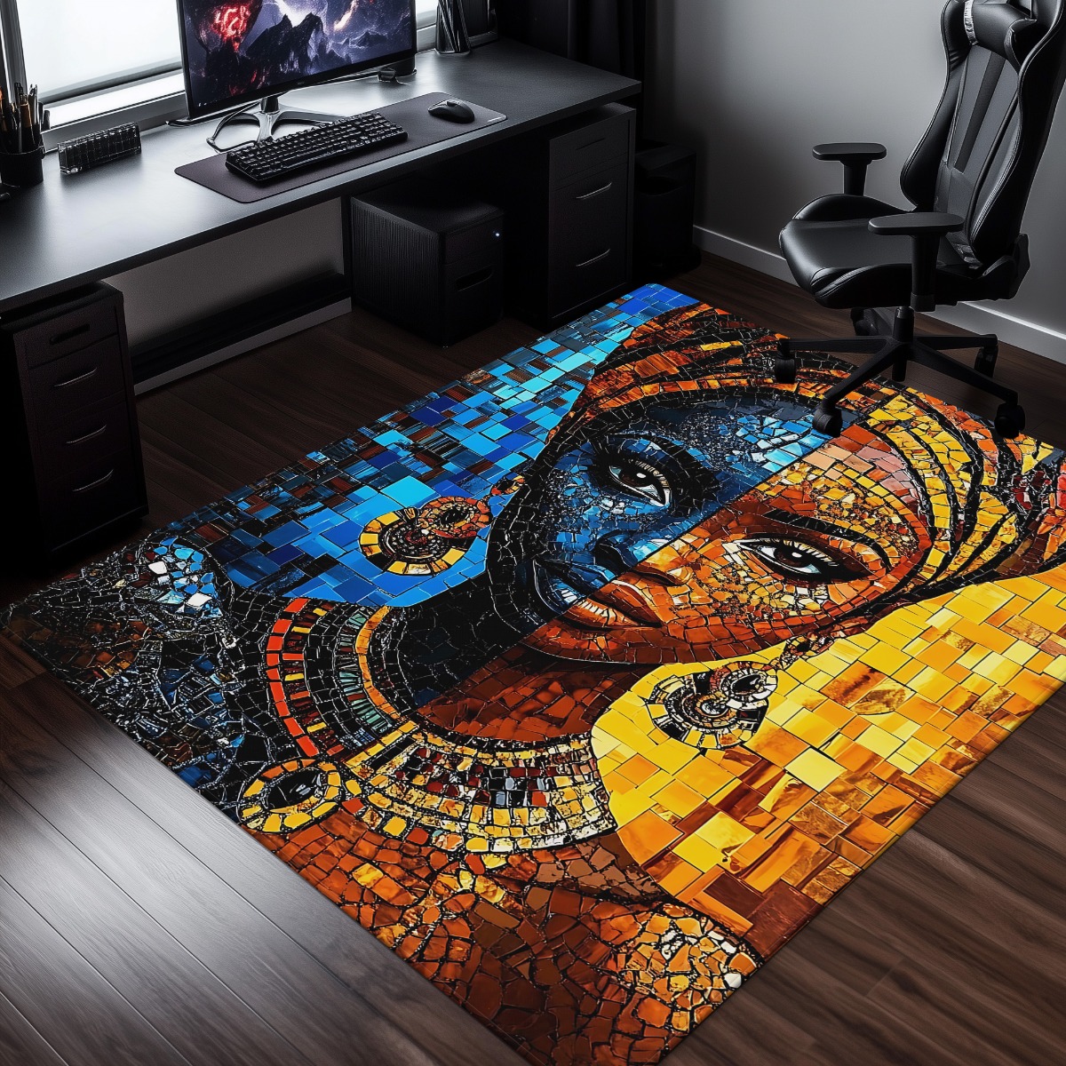 African mosaic woman art rug e - Home Art Textiles recension och pris