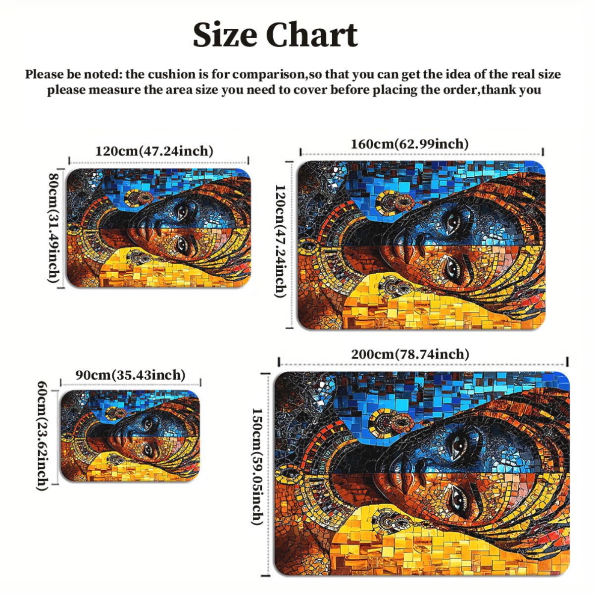 African mosaic woman art rug e - Home Art Textiles recension och pris