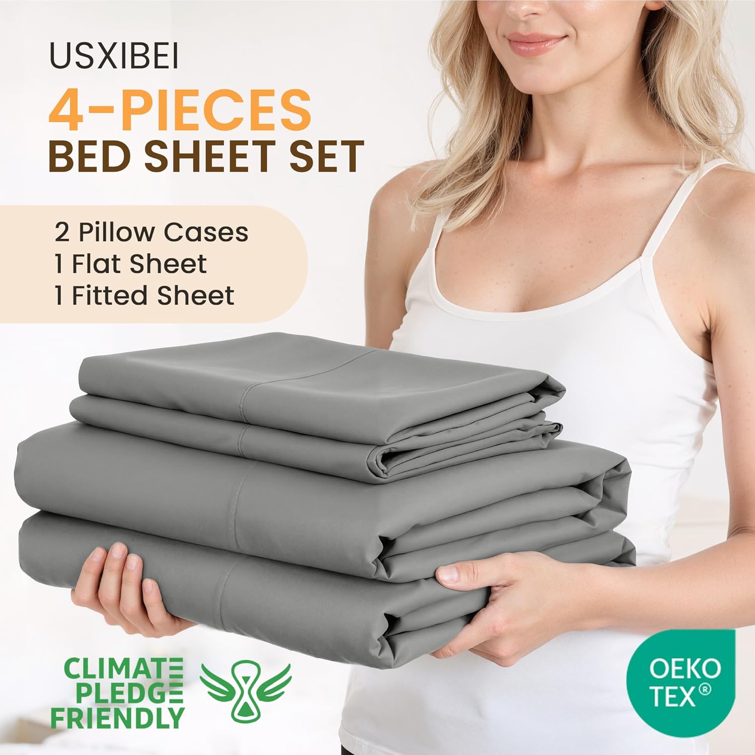 Queen Size 4-Piece Sheet Set:  - Fitted Sheet Deep recension och pris