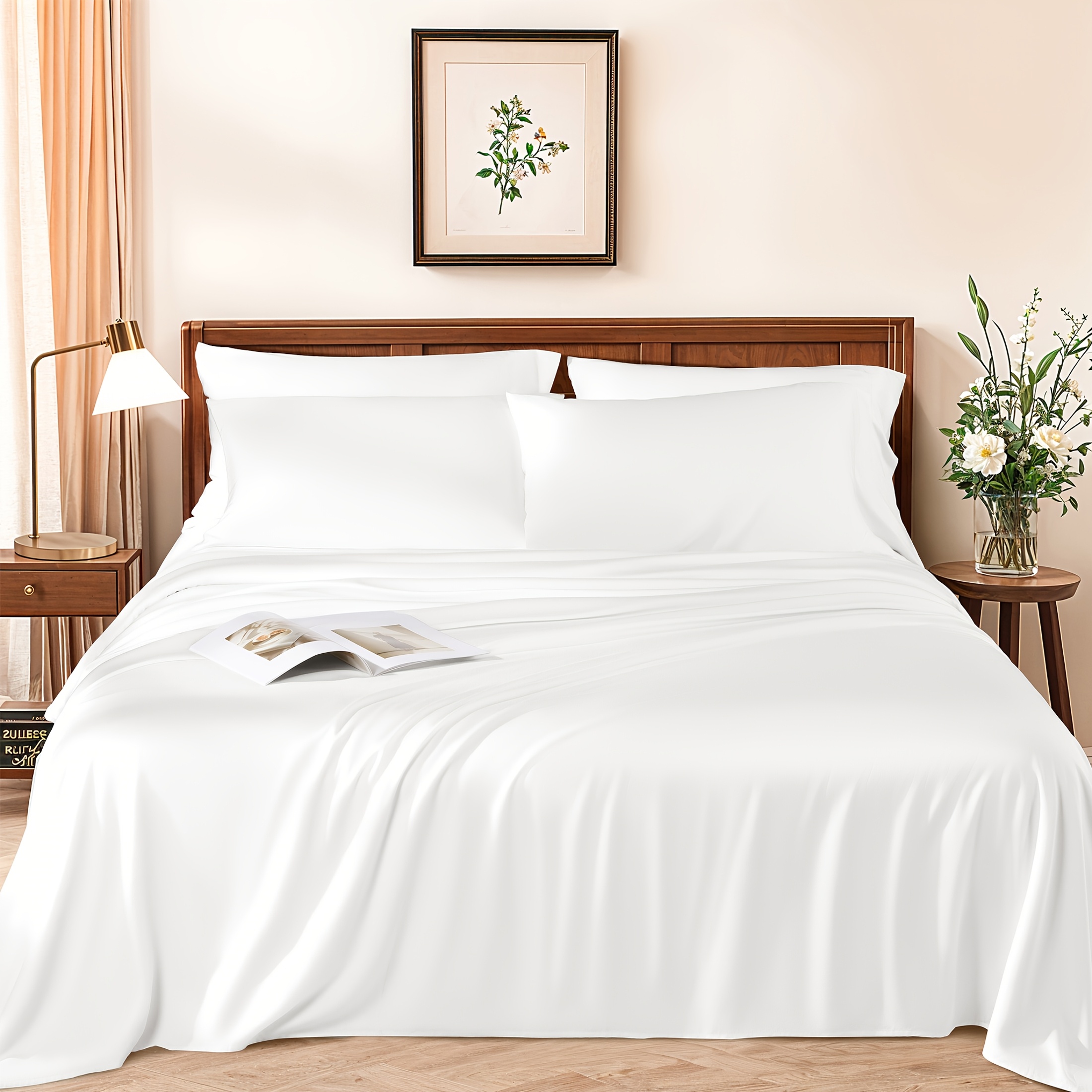 Set of 6 Bamboo Sheets, Featur - Fitted Sheet Deep recension och pris
