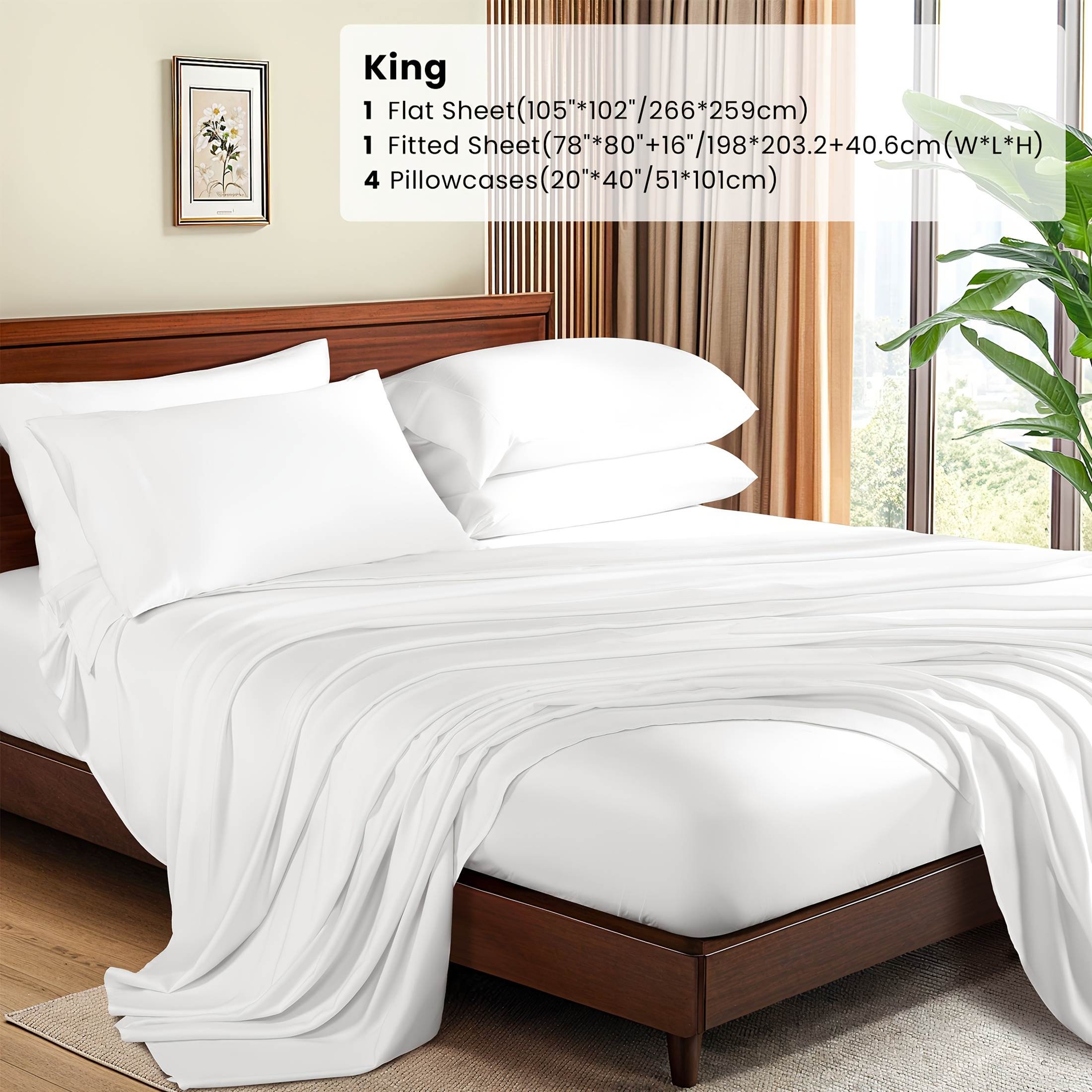 Set of 6 Bamboo Sheets, Featur - Fitted Sheet Deep recension och pris