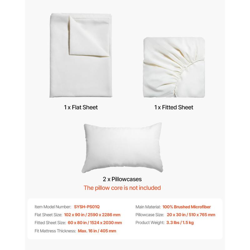4-Piece Bedding Ensemble Queen - Fitted Sheet Deep recension och pris