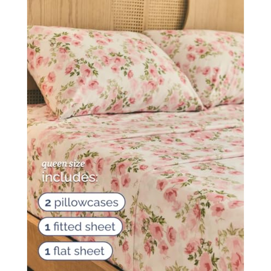 Floral Sheets - Pink Floral Be - Fitted Sheet Deep recension och pris