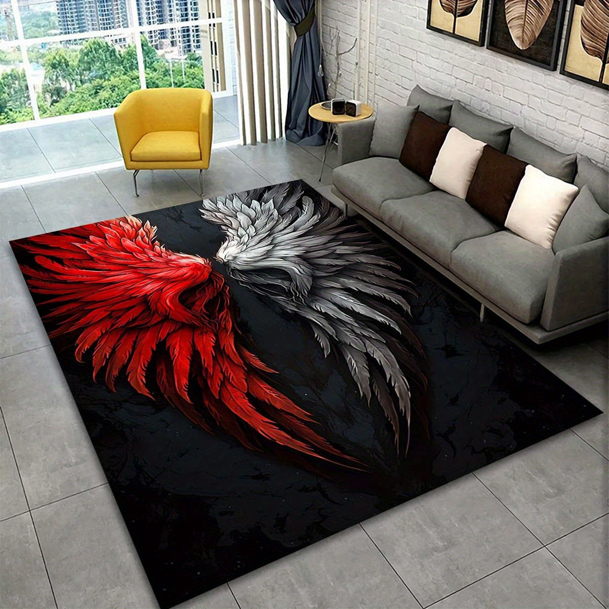 Red and White Wings Rug Modern - Home Art Textiles recension och pris
