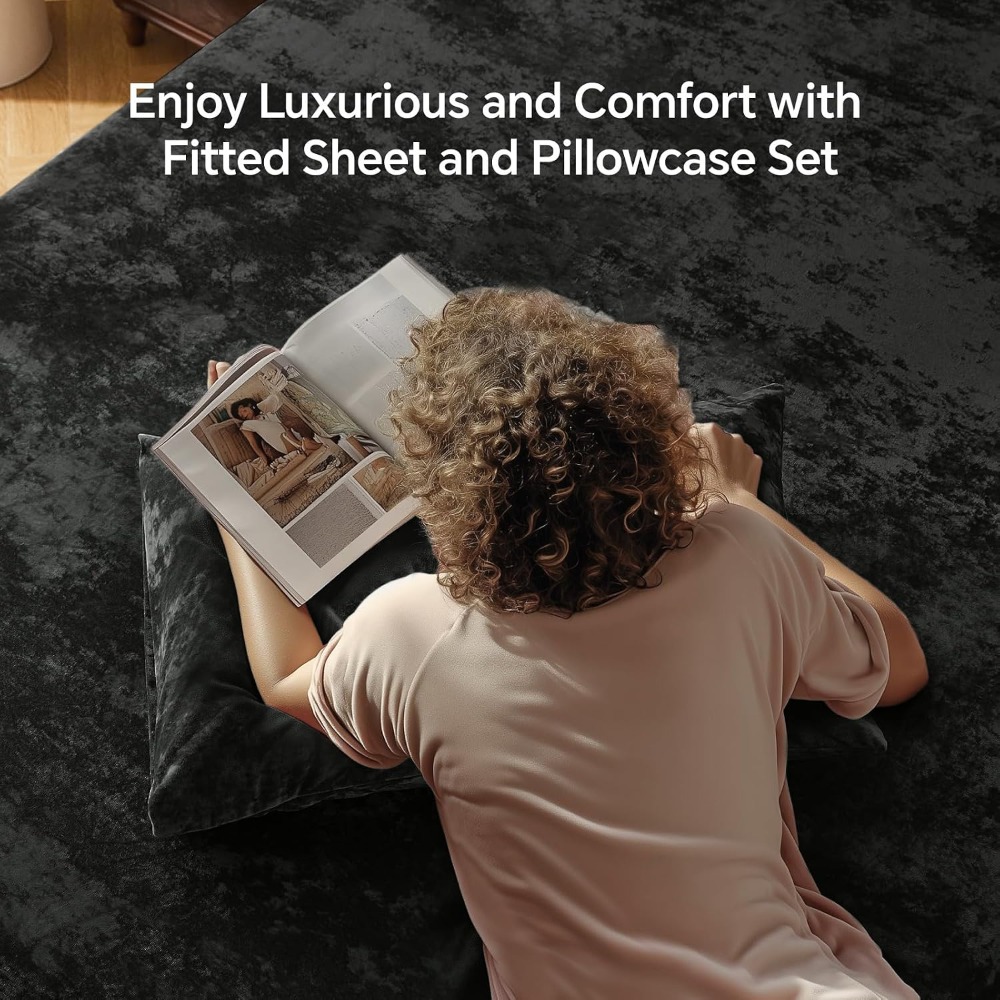 Luxury Soft Velvet Fitted Shee - Fitted Sheet Deep recension och pris