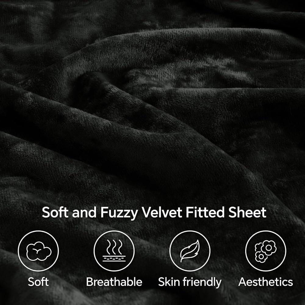 Luxury Soft Velvet Fitted Shee - Fitted Sheet Deep recension och pris